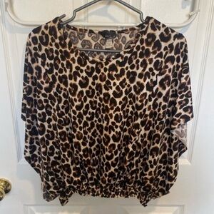 Abria Leopard Print Batwing-Sleeve Blouse XL